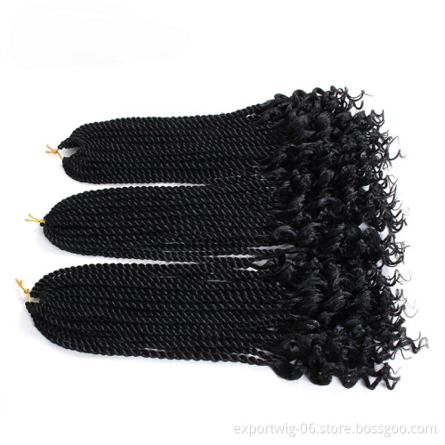 Ombre Braiding Hair Extensions 18inch Goddess Senegalese Twist Hair Curly Wavy Ends Synthetic Crochet Braids Hair Extensions